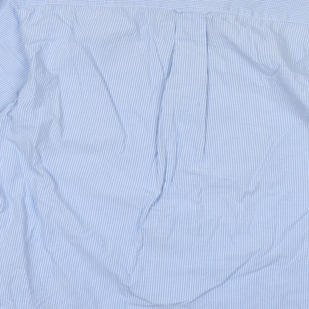 Lee Cooper Mens Blue Check Cotton  Button-Up Size L Collared Button
