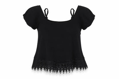 Select Womens Black  Polyester Basic Blouse Size 12 Square Neck - Lace Detail