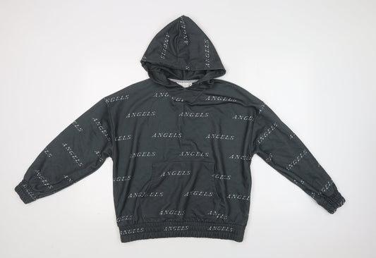 City of Angels Womens Grey Geometric Polyester Pullover Hoodie Size S