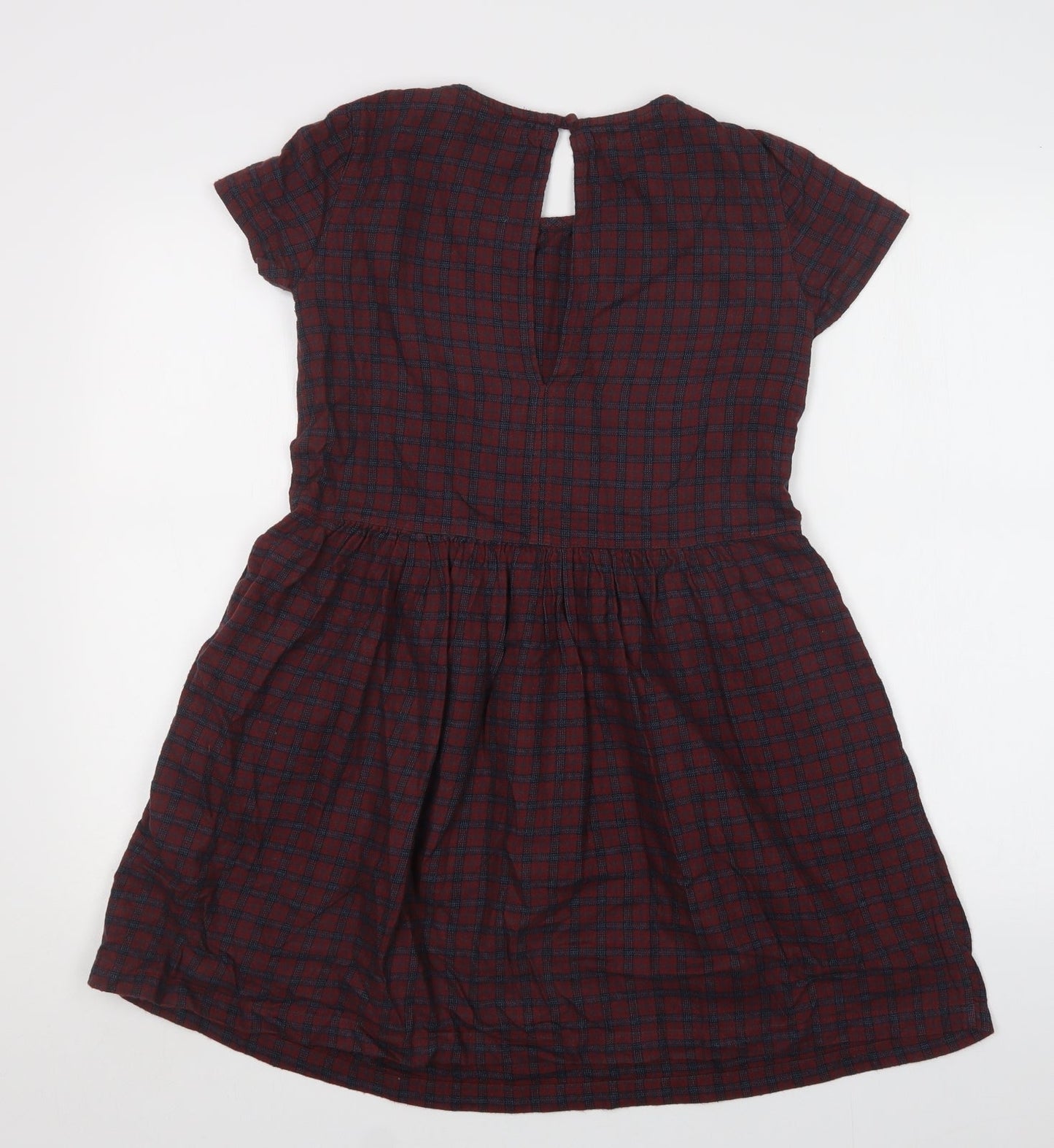 SoulCal & Co Womens Purple Check Cotton Fit & Flare  Size XS  Crew Neck Button