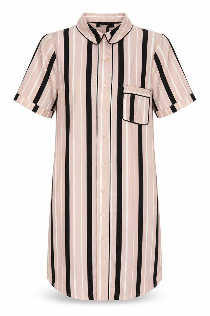 Atmosphere Womens Pink Striped Polyester Basic Button-Up Size 12 Collared