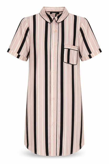 Atmosphere Womens Pink Striped Polyester Basic Button-Up Size 12 Collared