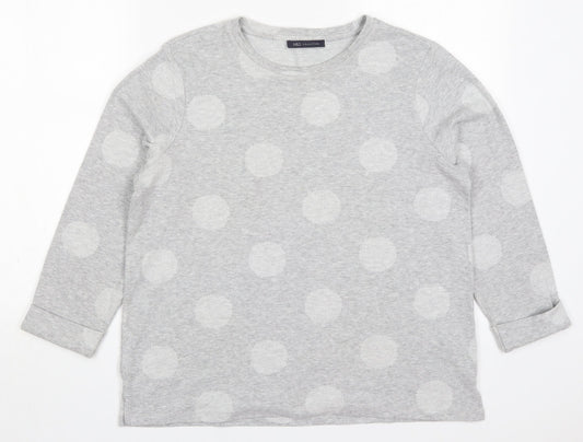Marks and Spencer Womens Grey Round Neck Polka Dot Polyester Pullover Jumper Size 14