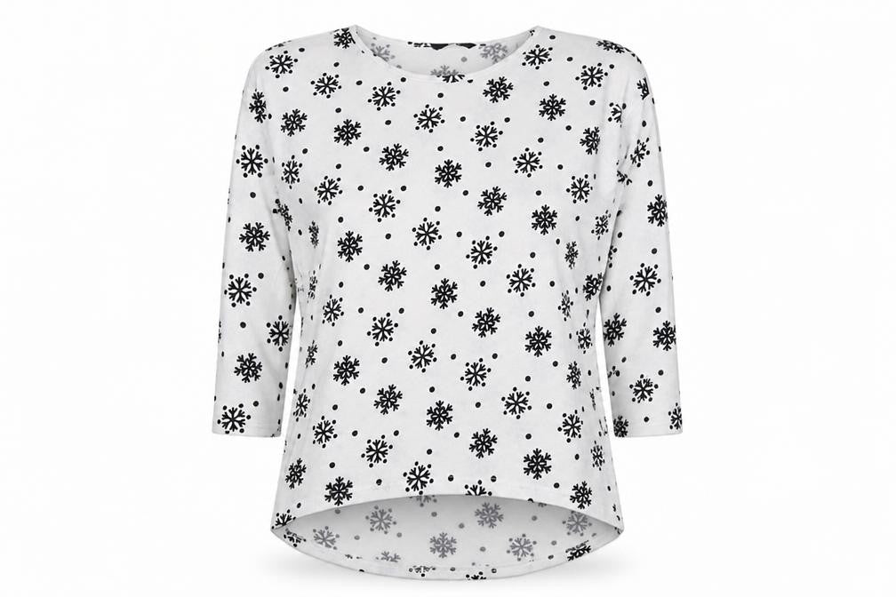 Only Womens White Round Neck  Polyester Pullover Jumper Size L   - Snowflakes