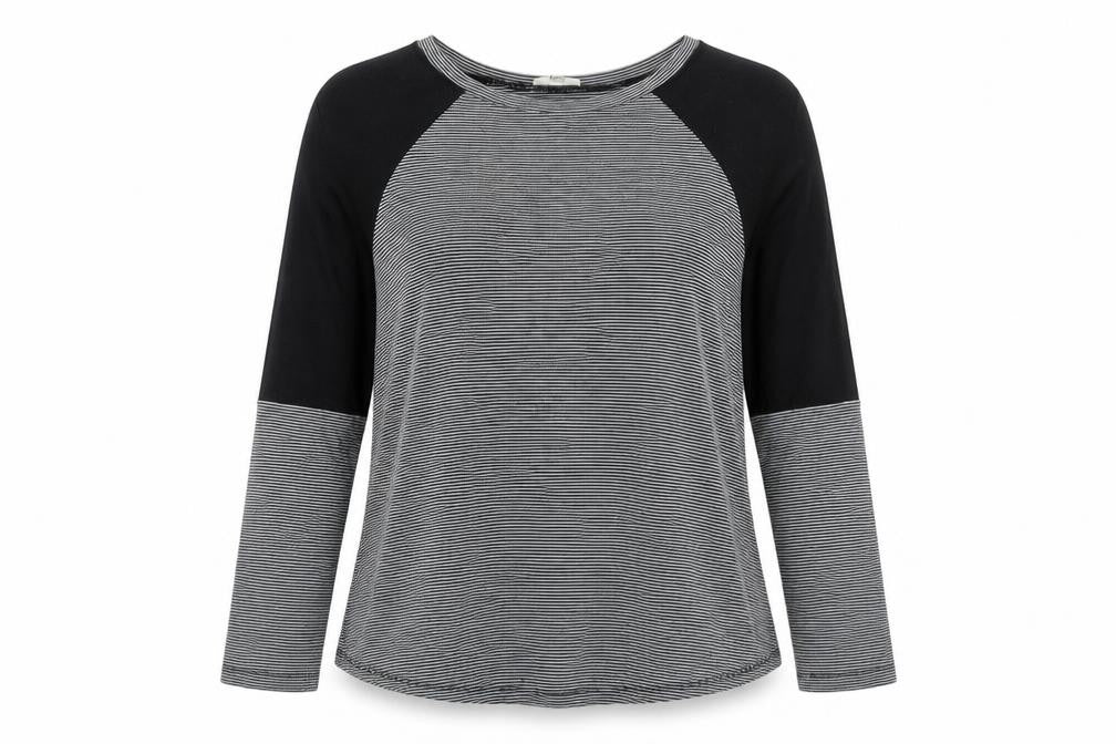 River Island Womens Grey Striped Viscose Basic T-Shirt Size 10 Round Neck