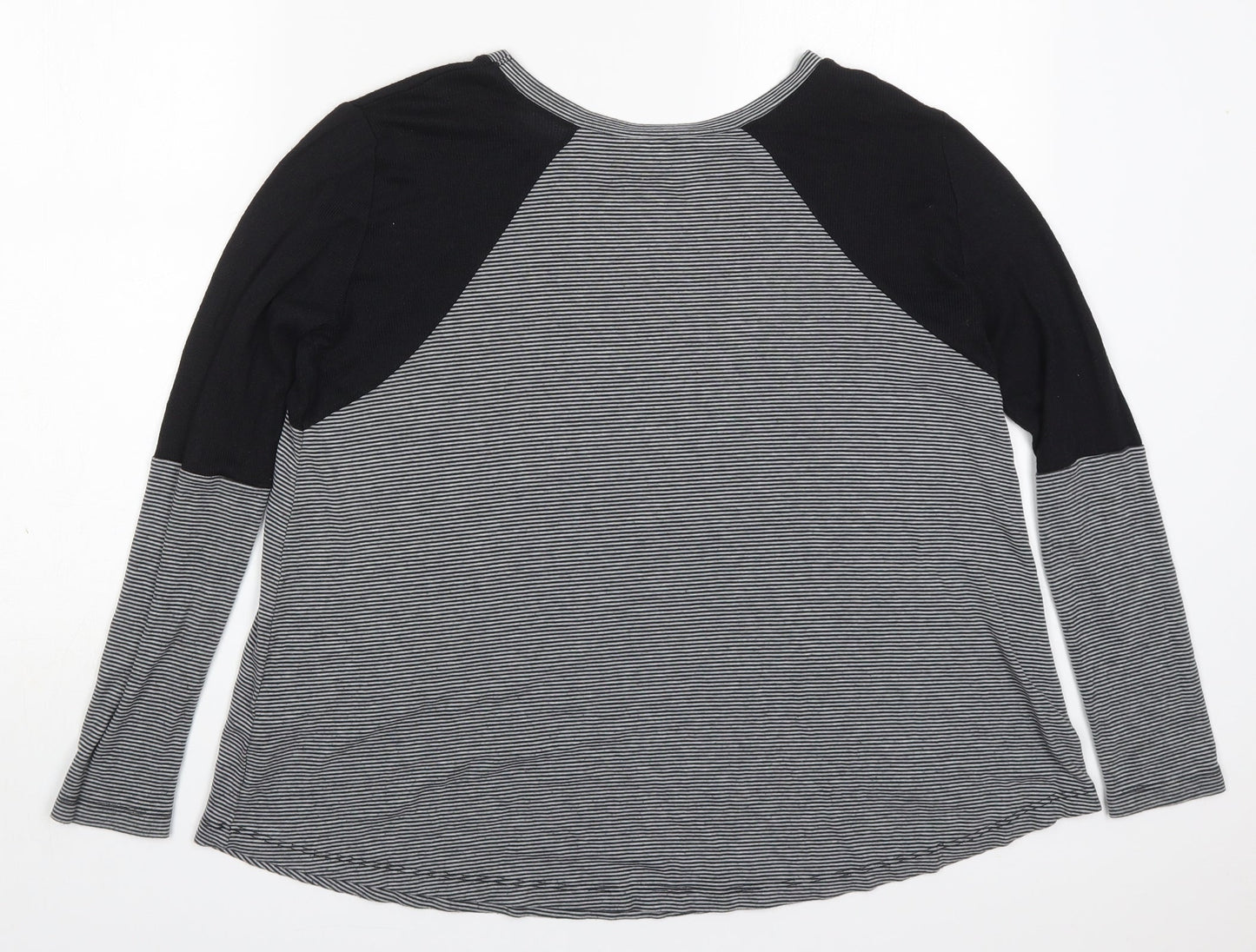 River Island Womens Grey Striped Viscose Basic T-Shirt Size 10 Round Neck