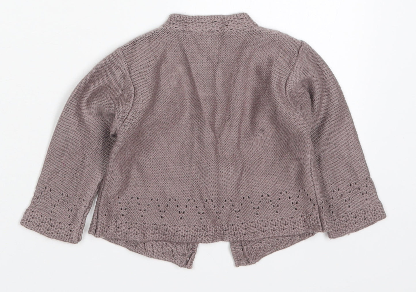 M&Co Girls Brown  Acrylic Cardigan Jumper Size 9-12 Months  Button