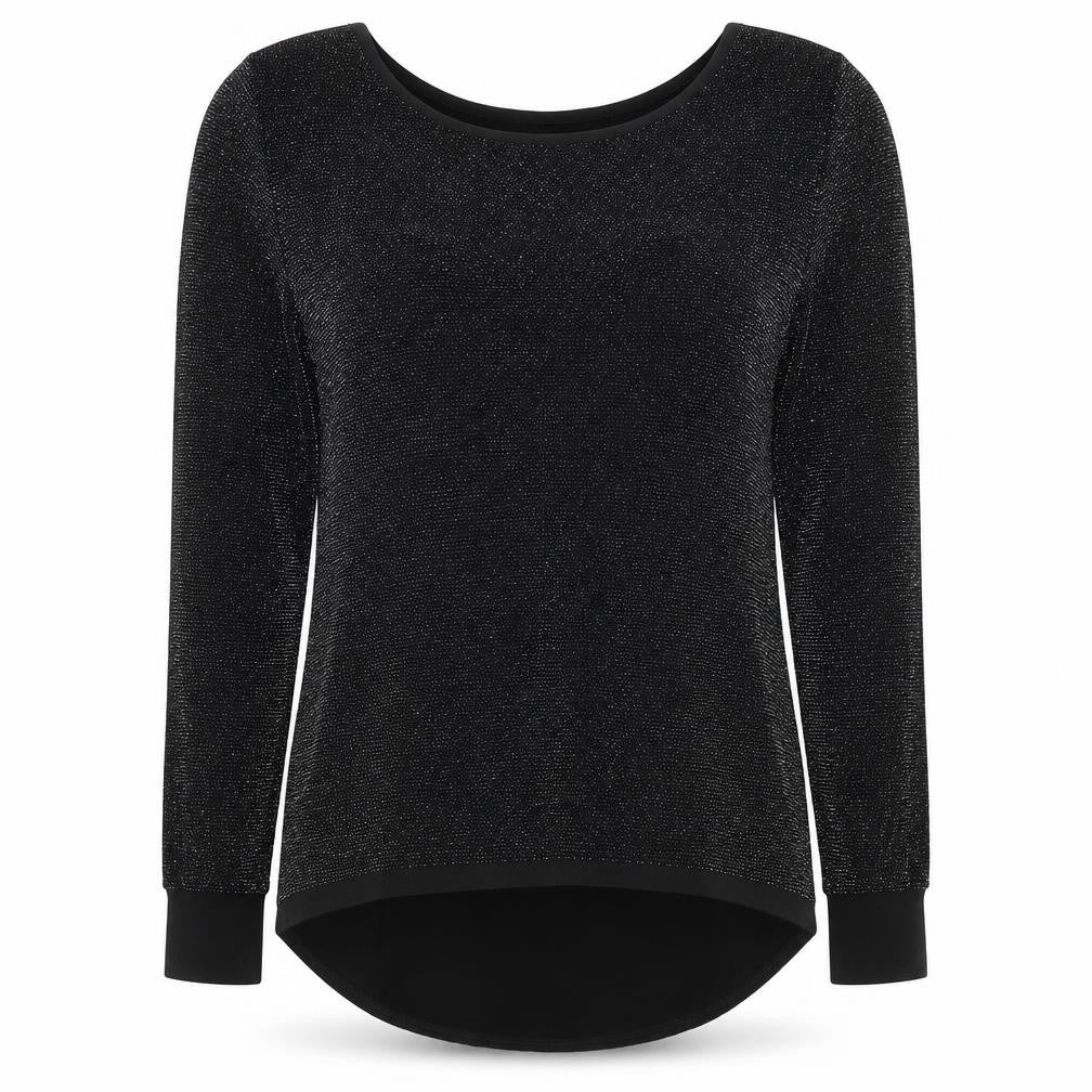 Prague Womens Black  Polyester Basic T-Shirt Size M Round Neck