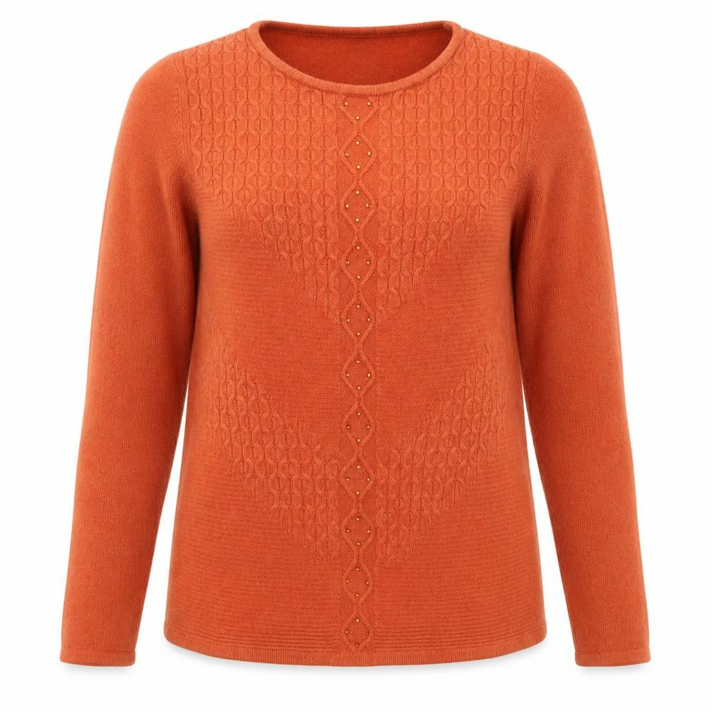 Anna Rose Womens Orange Round Neck  Acrylic Pullover Jumper Size S