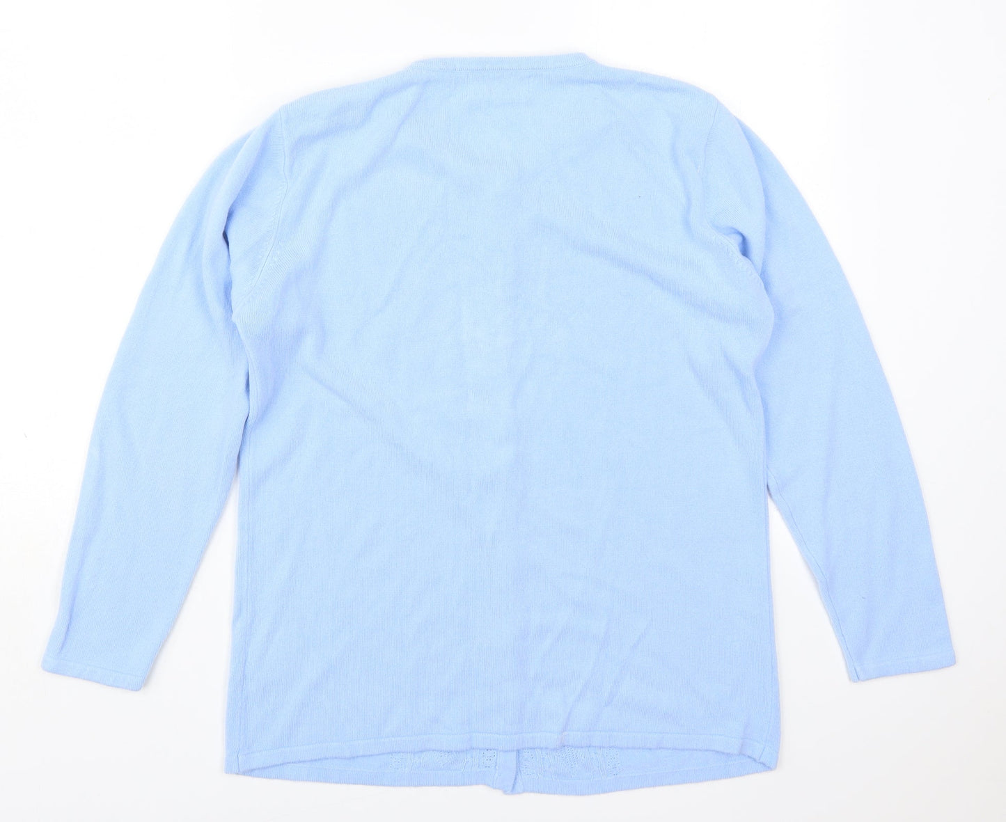 Reflect Womens Blue Round Neck  Acrylic Cardigan Jumper Size M
