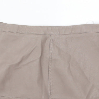 New Look Womens Brown  Polyurethane A-Line Skirt Size 12   Zip