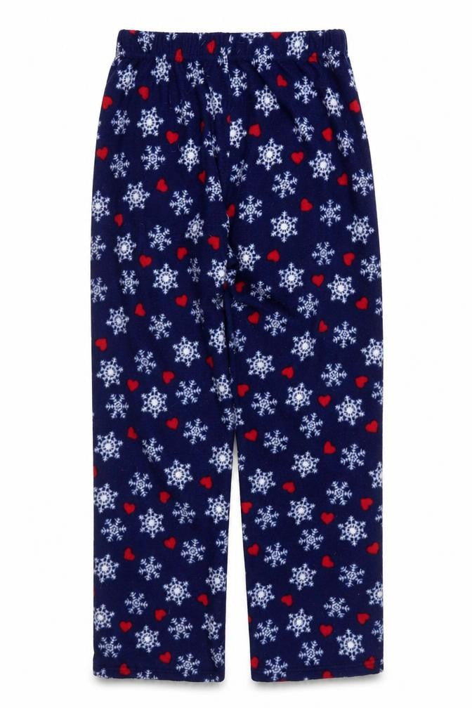 Preworn Womens Blue Geometric Polyester Trousers  Size M L27 in Regular  - Snowflake and Love Heart Print