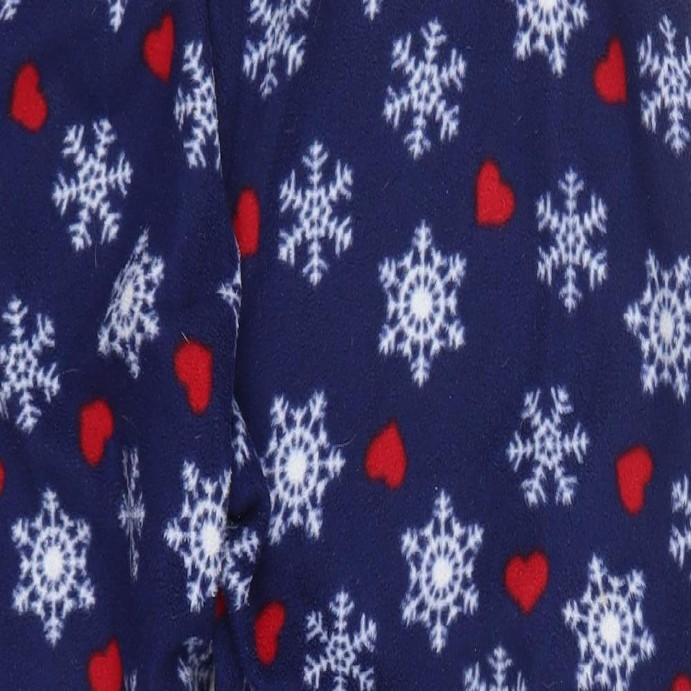 Preworn Womens Blue Geometric Polyester Trousers  Size M L27 in Regular  - Snowflake and Love Heart Print