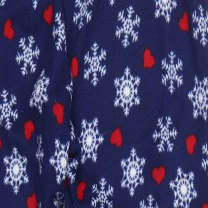 Preworn Womens Blue Geometric Polyester Trousers  Size M L27 in Regular  - Snowflake and Love Heart Print