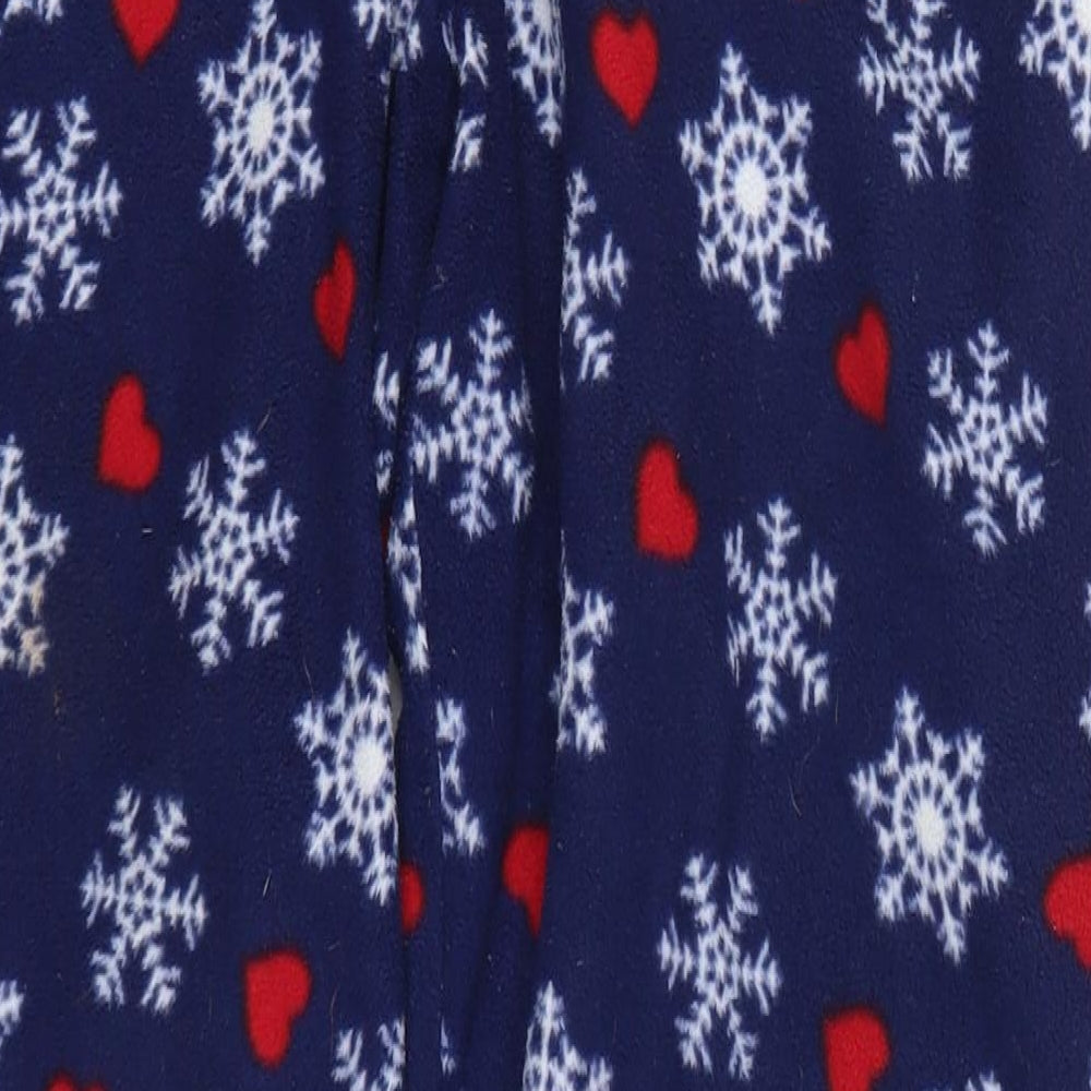 Preworn Womens Blue Geometric Polyester Trousers  Size M L27 in Regular  - Snowflake and Love Heart Print