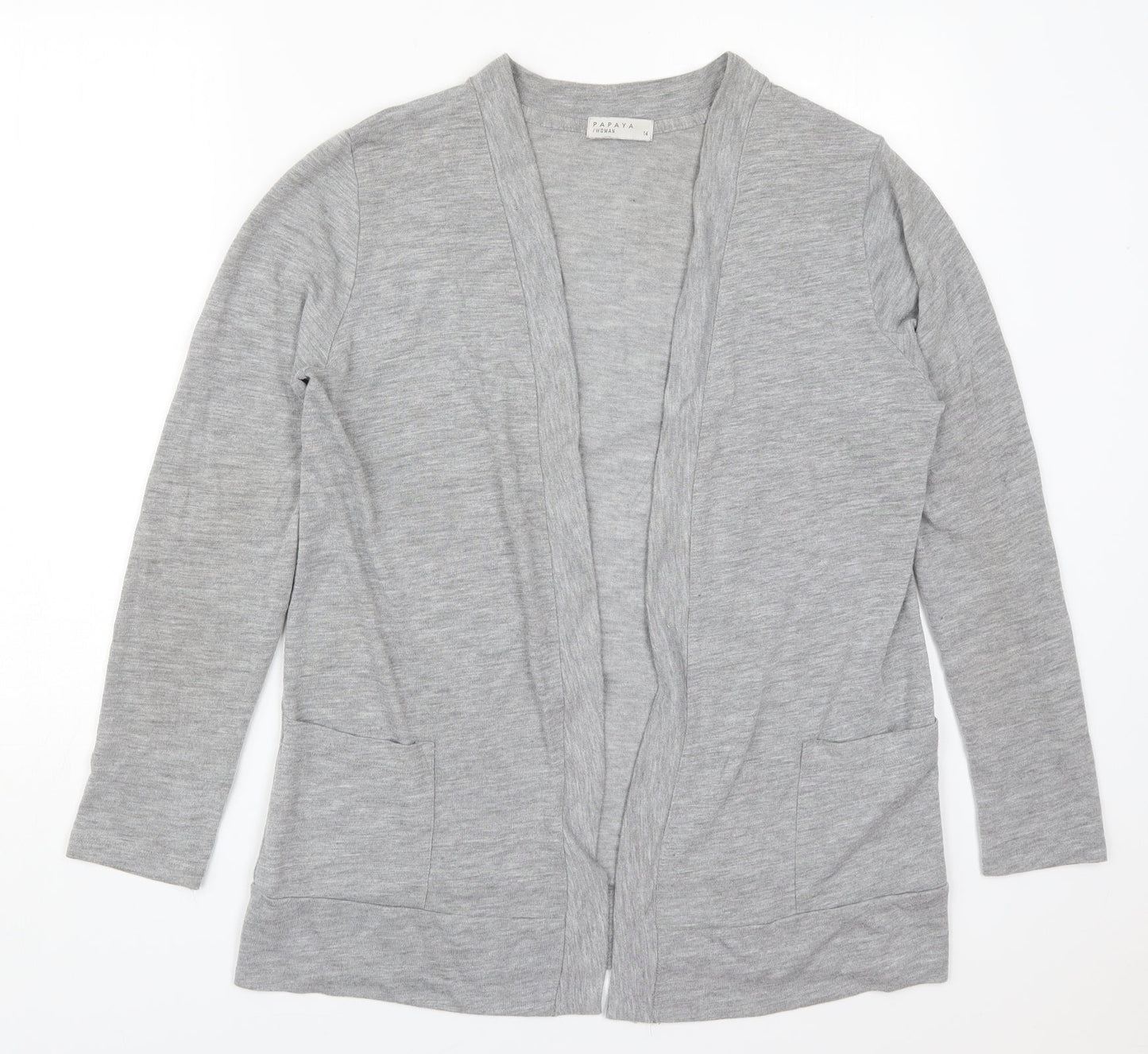Papaya Womens Grey V-Neck  Viscose Cardigan Jumper Size 14