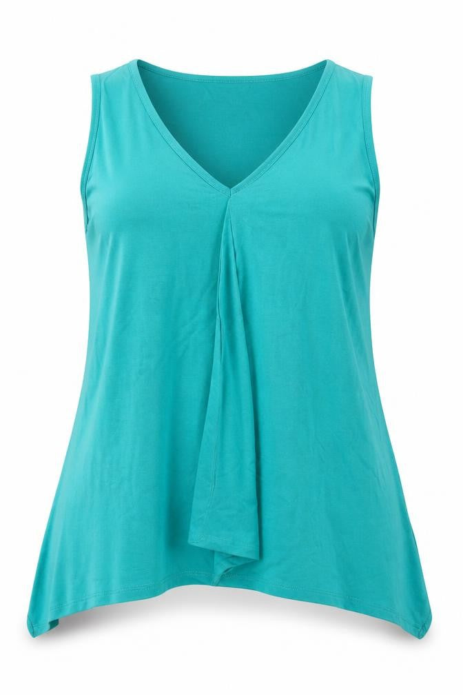 Bonmarché Womens Blue Viscose Basic Tank Size 14 V-Neck