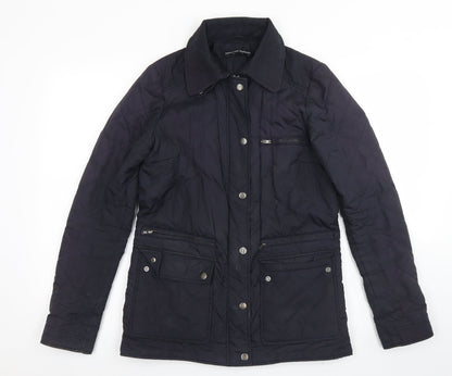Dorothy Perkins Womens Blue Argyle/Diamond  Pea Coat Jacket Size 8  Zip