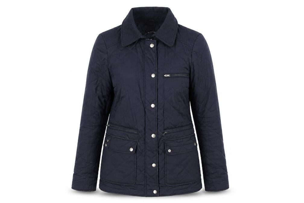 Dorothy Perkins Womens Blue Argyle/Diamond  Pea Coat Jacket Size 8  Zip