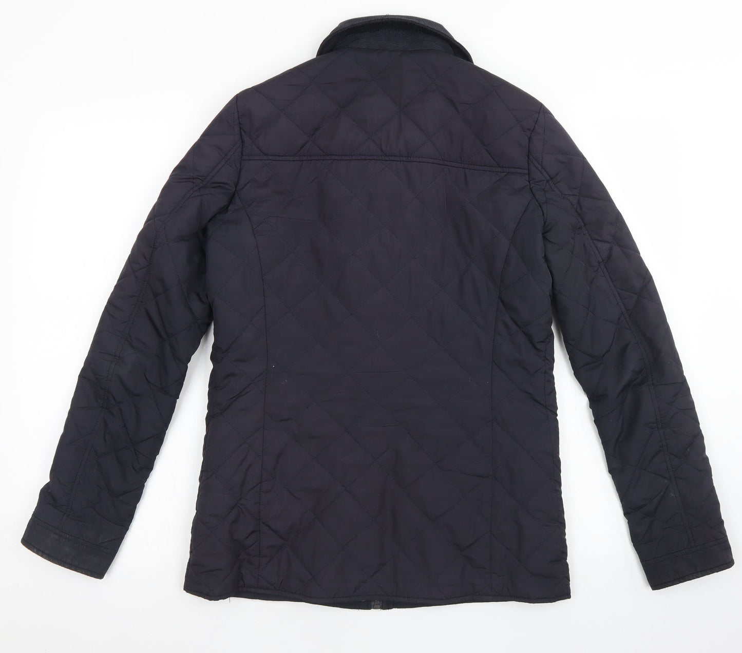 Dorothy Perkins Womens Blue Argyle/Diamond  Pea Coat Jacket Size 8  Zip