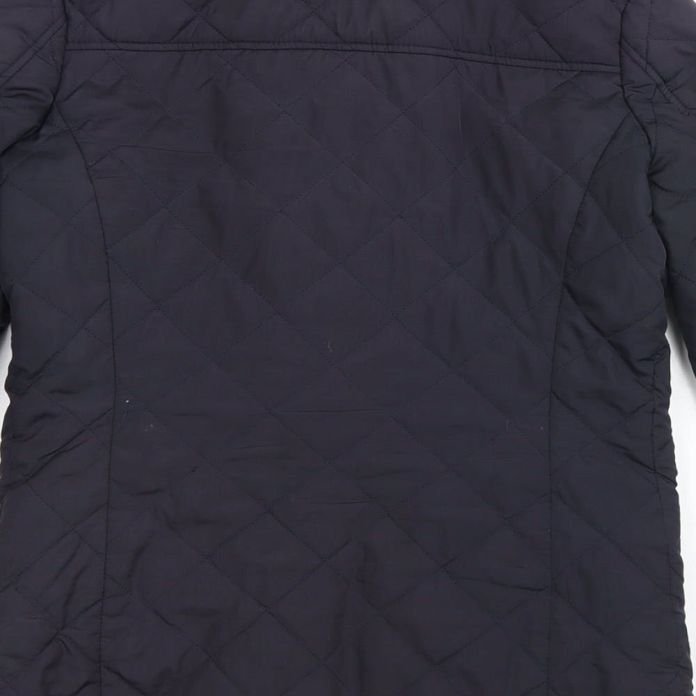 Dorothy Perkins Womens Blue Argyle/Diamond  Pea Coat Jacket Size 8  Zip