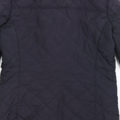 Dorothy Perkins Womens Blue Argyle/Diamond  Pea Coat Jacket Size 8  Zip
