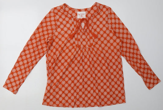 sainsburys Womens Orange Geometric Cotton Pullover Sweatshirt Size 14  Pullover