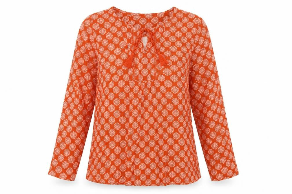 sainsburys Womens Orange Geometric Cotton Pullover Sweatshirt Size 14  Pullover