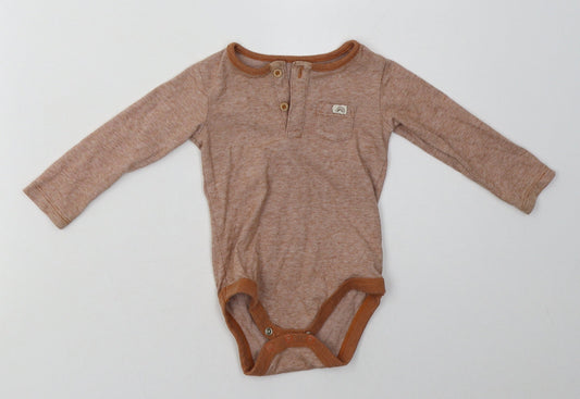 sainsburys Baby Brown  Cotton Babygrow One-Piece Size 6-9 Months  Button