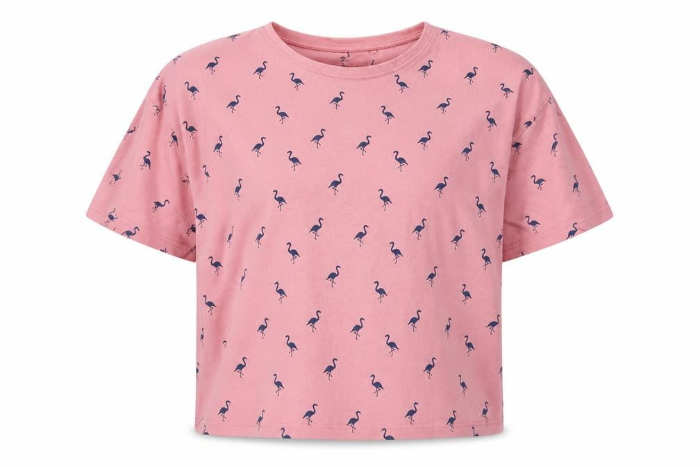 Next Girls Pink Polka Dot Cotton  Pyjama Top Size 12 Years  Pullover - Flamingo Print
