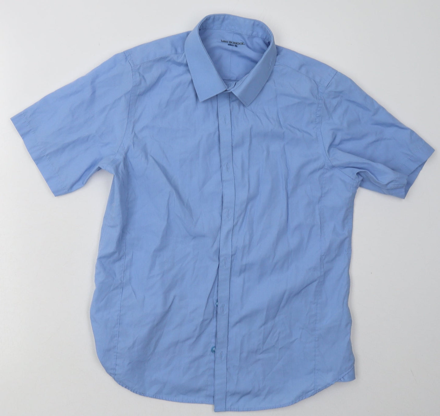 Marks and Spencer Boys Blue  Polyester Basic Button-Up Size 12-13 Years Collared Button - School Wear