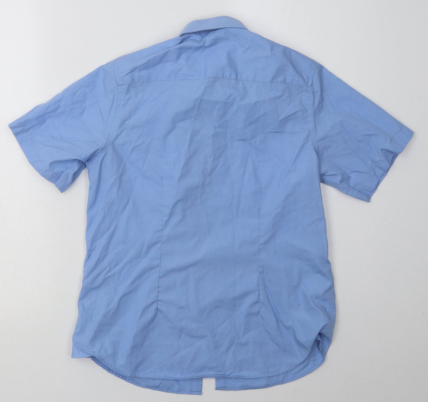 Marks and Spencer Boys Blue  Polyester Basic Button-Up Size 12-13 Years Collared Button - School Wear