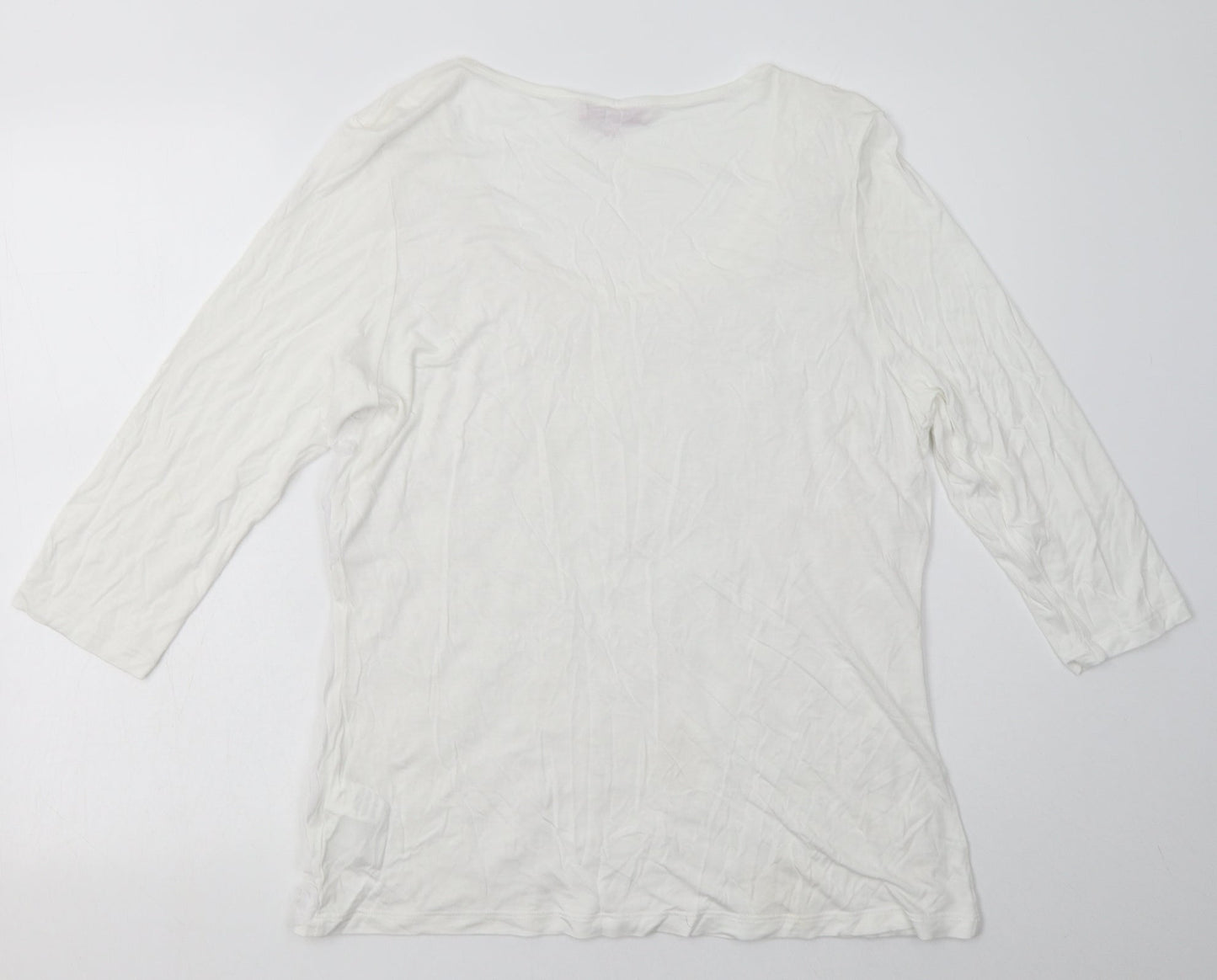 Marks and Spencer Womens White Floral Viscose Pullover Sweatshirt Size 16  Pullover