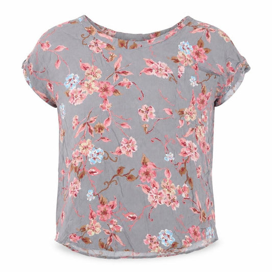 Atmosphere Womens Grey Floral Viscose Basic Blouse Size 10 Round Neck