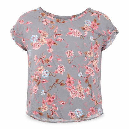 Atmosphere Womens Grey Floral Viscose Basic Blouse Size 10 Round Neck