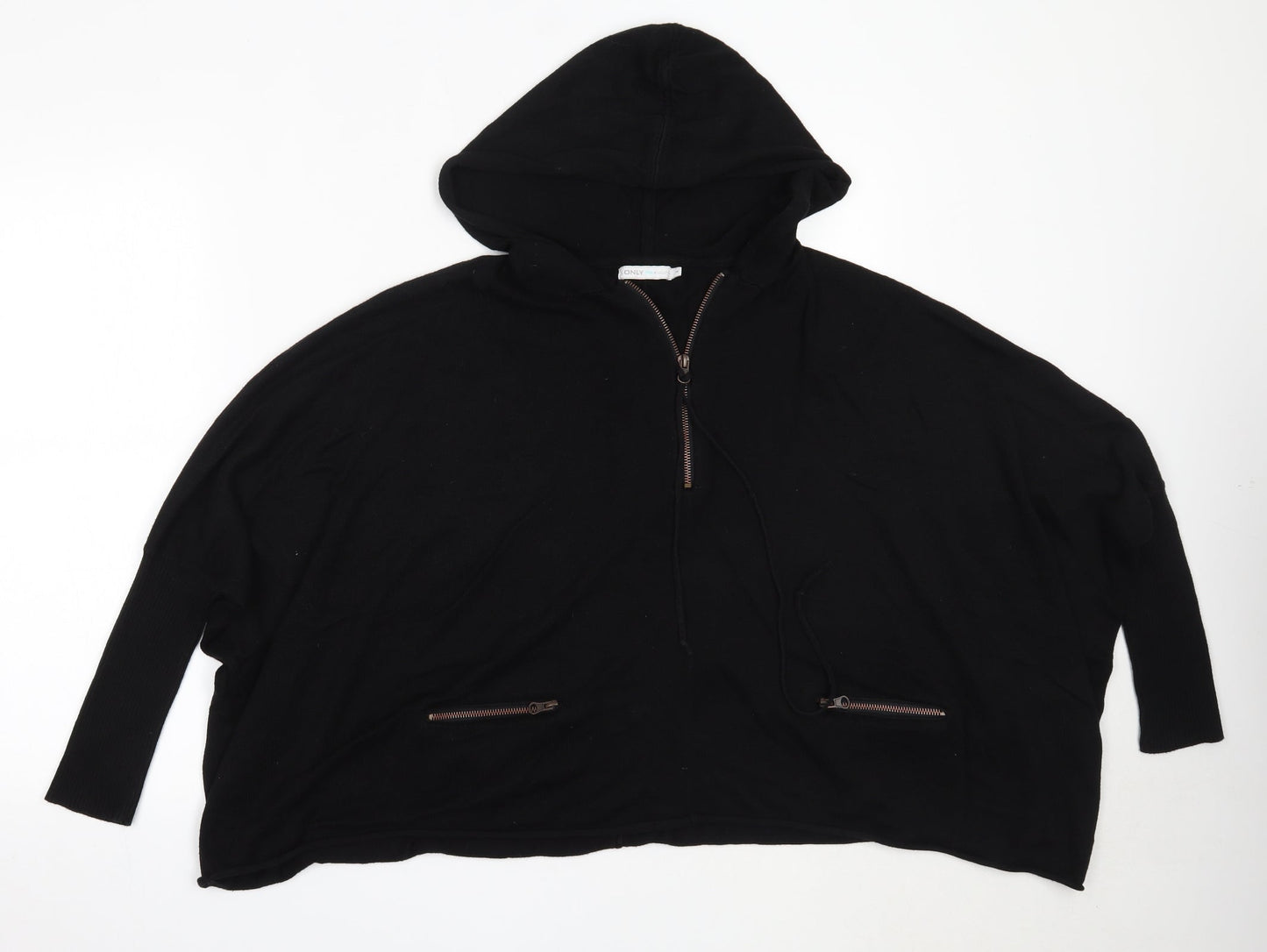 Only Womens Black  Viscose Pullover Hoodie Size M