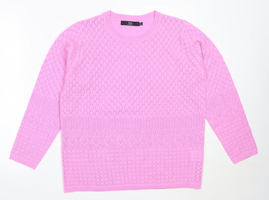 EWM Womens Purple Round Neck  Acrylic Pullover Jumper Size M