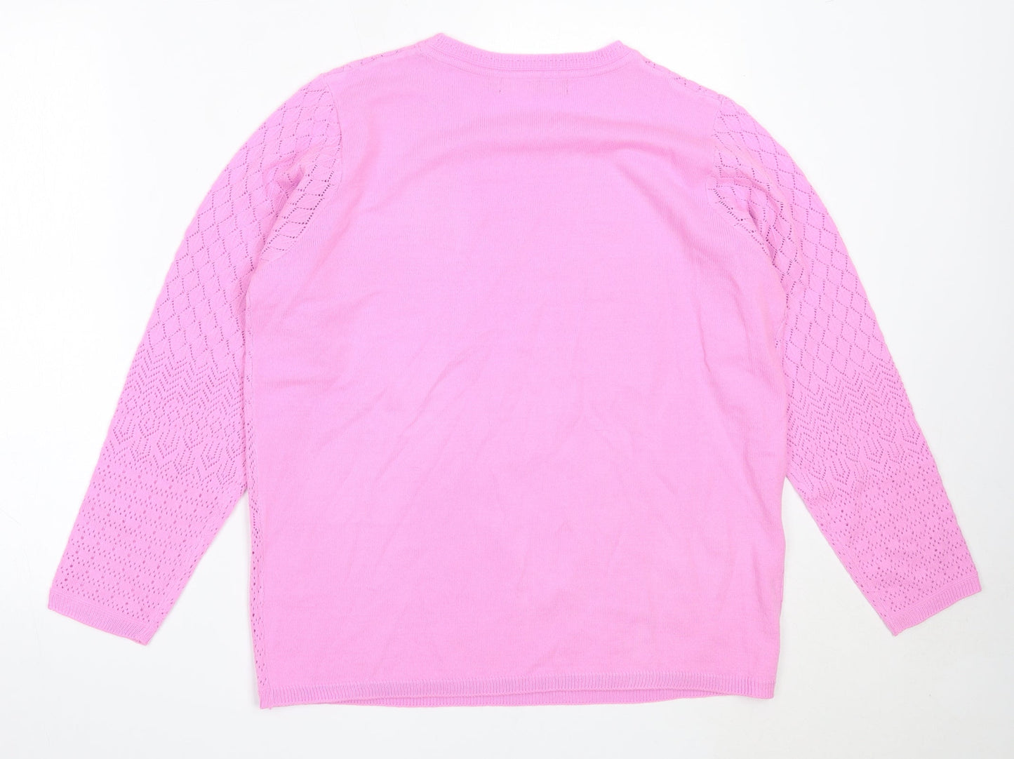EWM Womens Purple Round Neck  Acrylic Pullover Jumper Size M