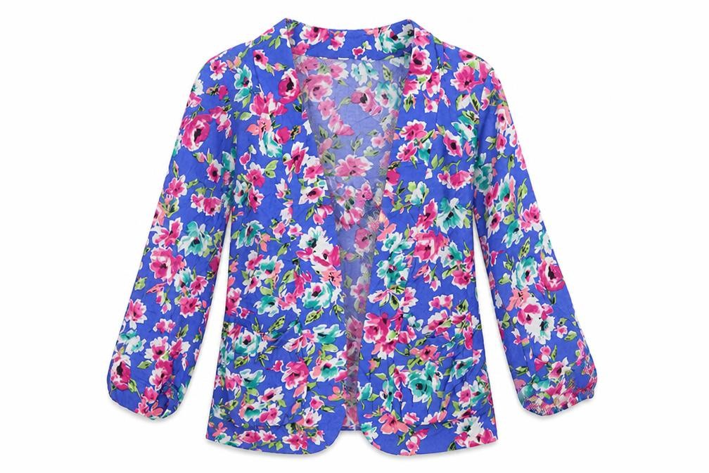 New Look Womens Blue Floral  Jacket Blazer Size 8