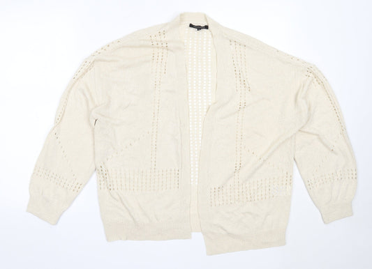 Peacocks Womens Ivory Round Neck  Acrylic Cardigan Jumper Size M