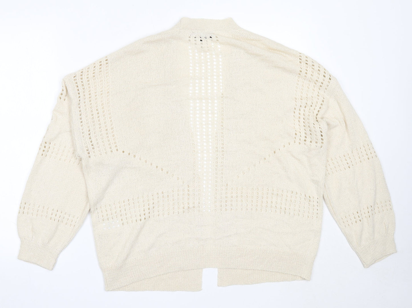 Peacocks Womens Ivory Round Neck  Acrylic Cardigan Jumper Size M