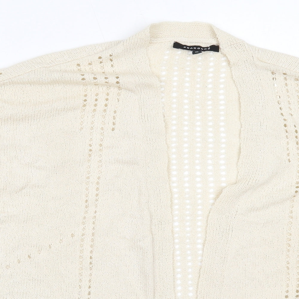 Peacocks Womens Ivory Round Neck  Acrylic Cardigan Jumper Size M