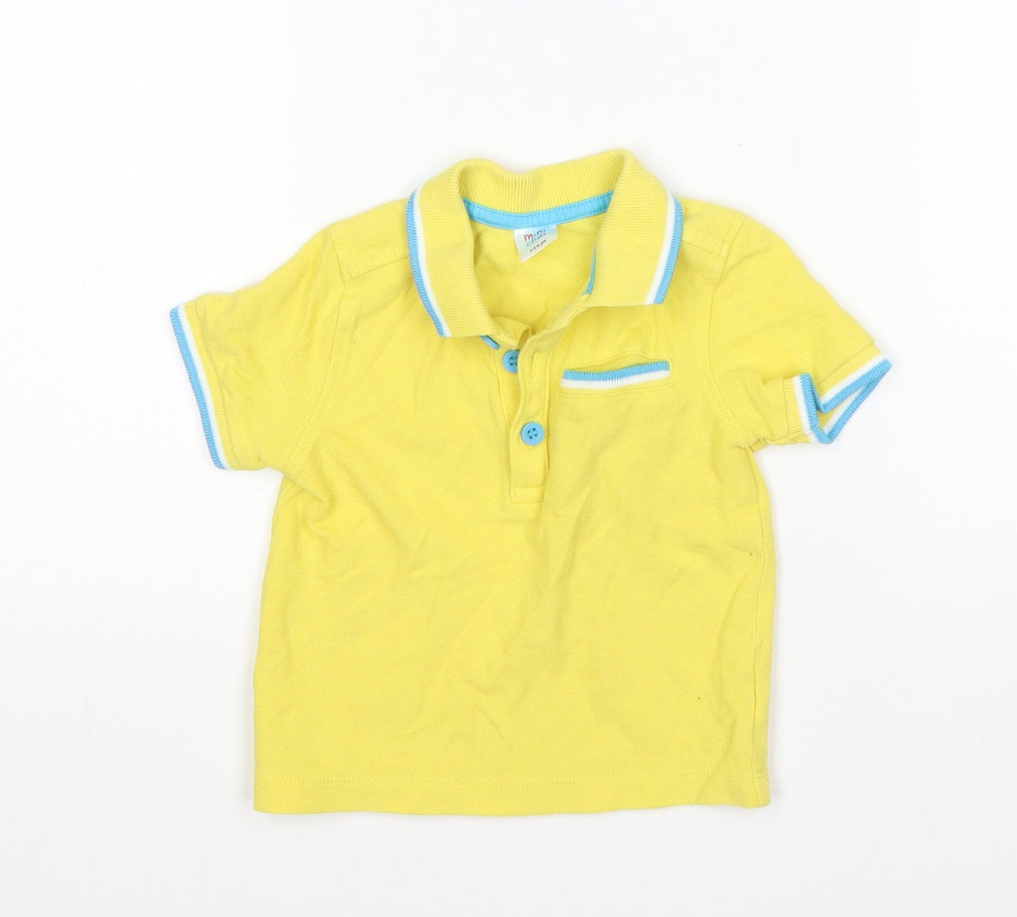 Mini Club Boys Yellow  Cotton Basic Polo Size 12-18 Months Collared