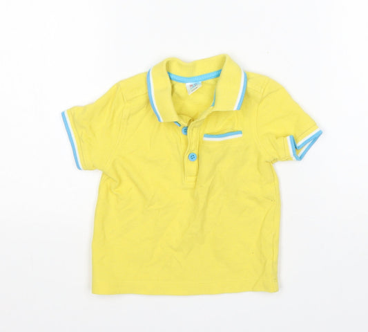Mini Club Boys Yellow  Cotton Basic Polo Size 12-18 Months Collared