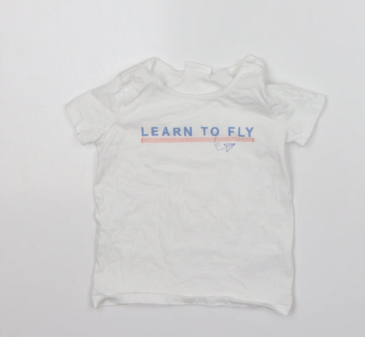 NEXT Baby White  Cotton Basic T-Shirt Size 12-18 Months Round Neck