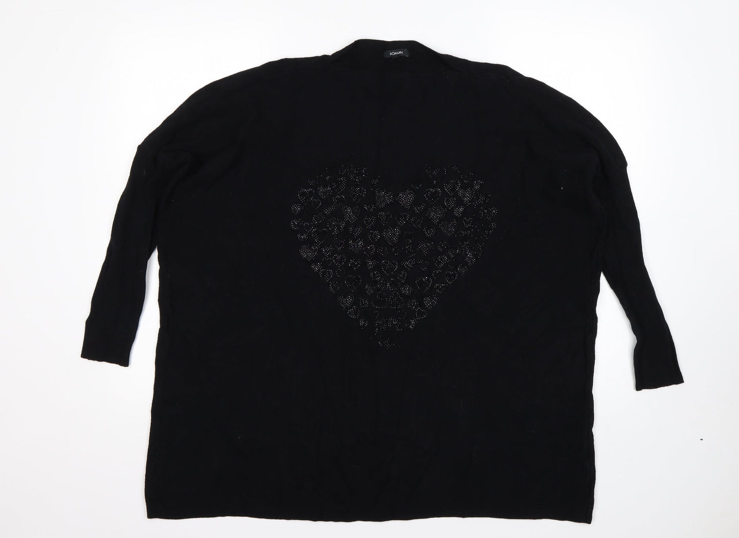Roman Womens Black Round Neck   Pullover Jumper Size M