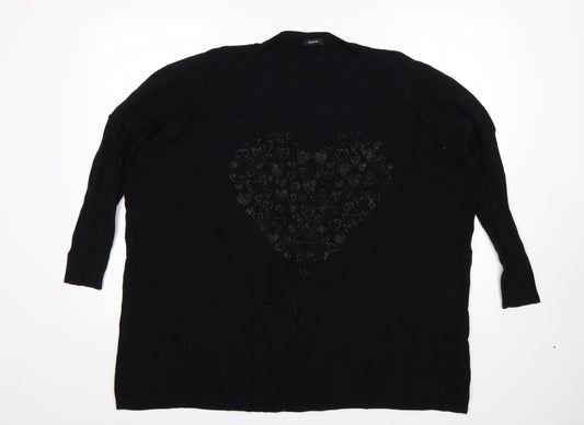 Roman Womens Black Round Neck   Pullover Jumper Size M