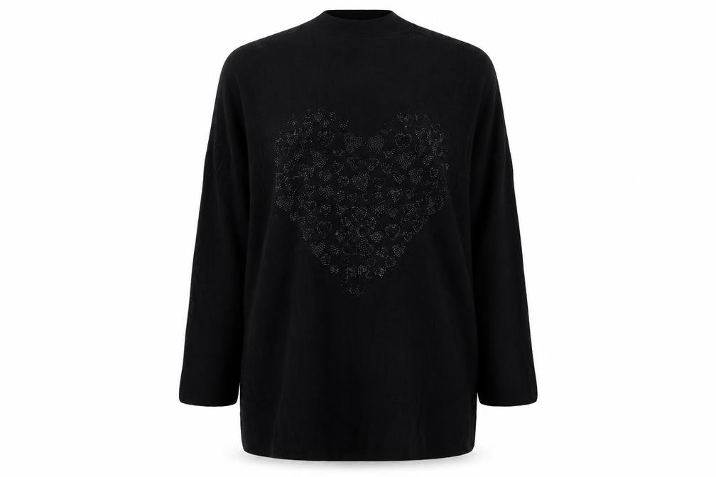 Roman Womens Black Round Neck   Pullover Jumper Size M