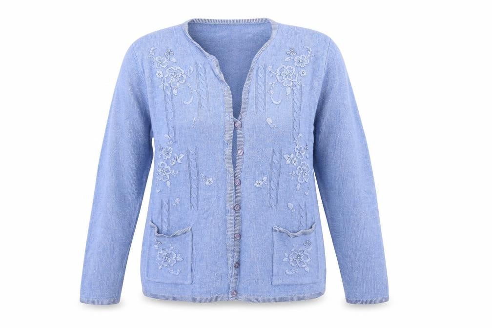 Nutshell Womens Blue Round Neck  Acrylic Cardigan Jumper Size M
