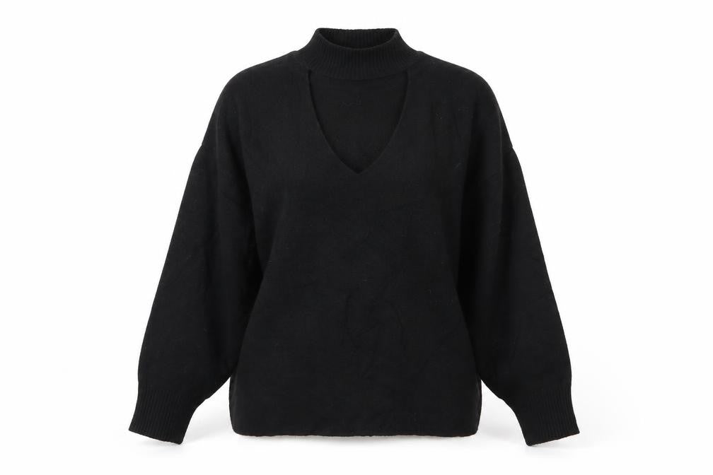 F&F Womens Black High Neck  Viscose Pullover Jumper Size 12